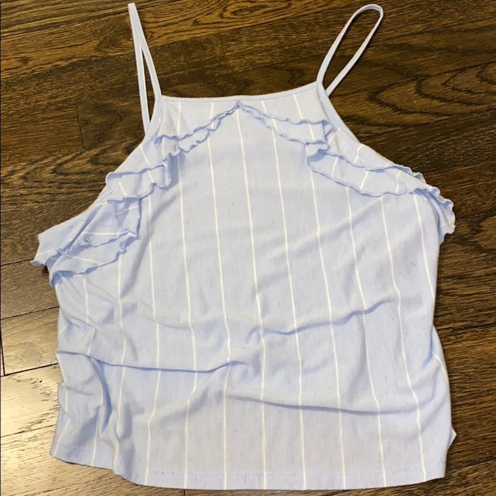 American Eagle Blue and White Stripe Top